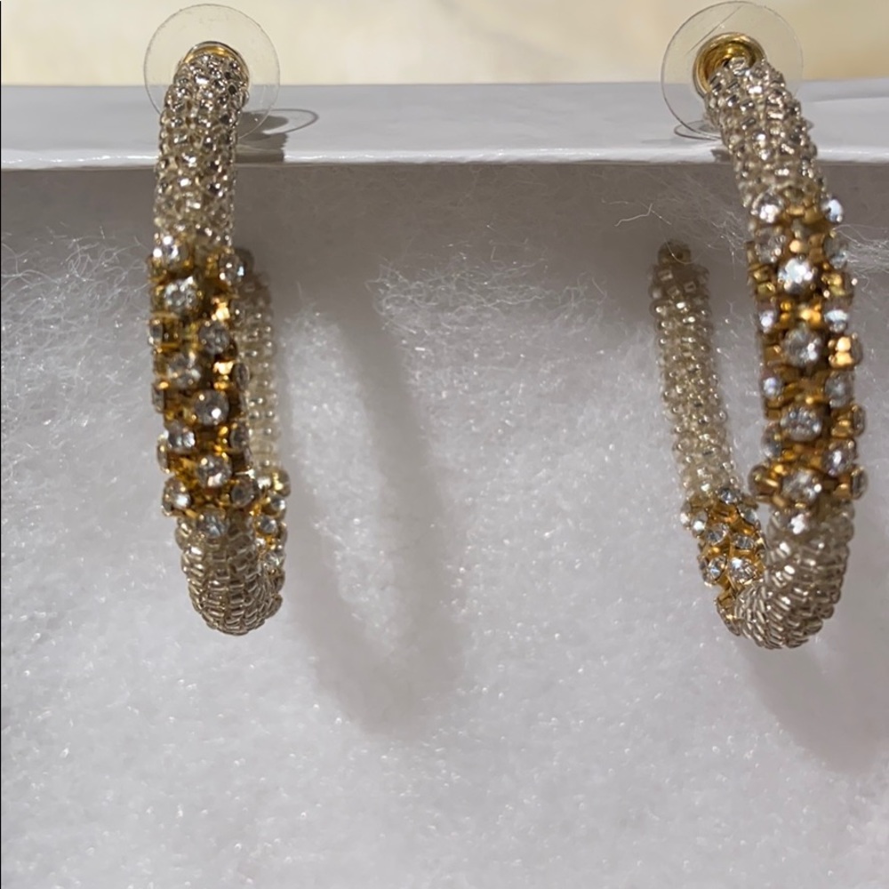 Crystal and gold hoop earrings